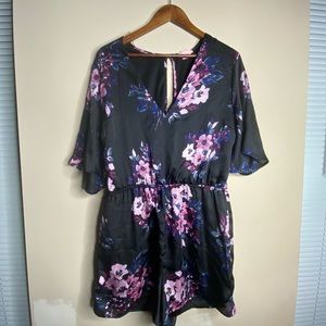 Black/Floral Short Romper-Large